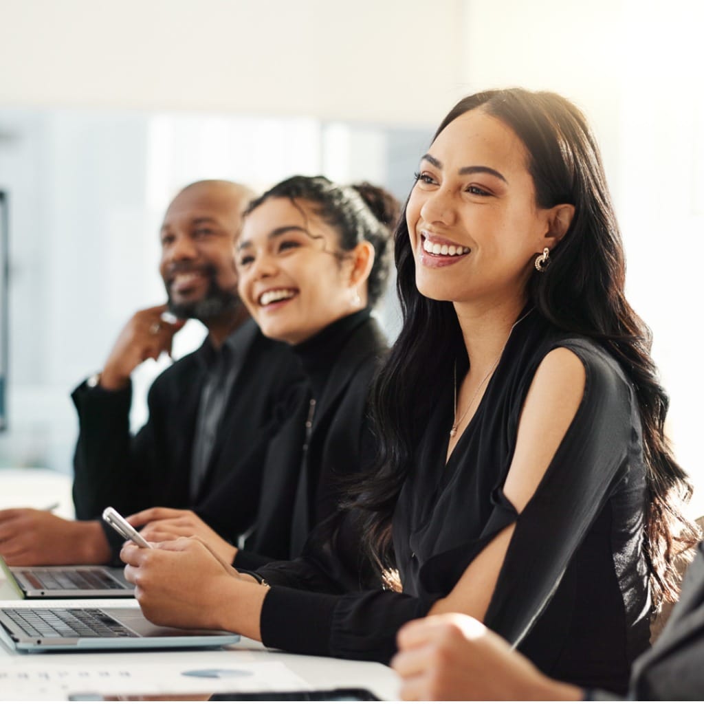 Recruiters Conference Listing and Smiling